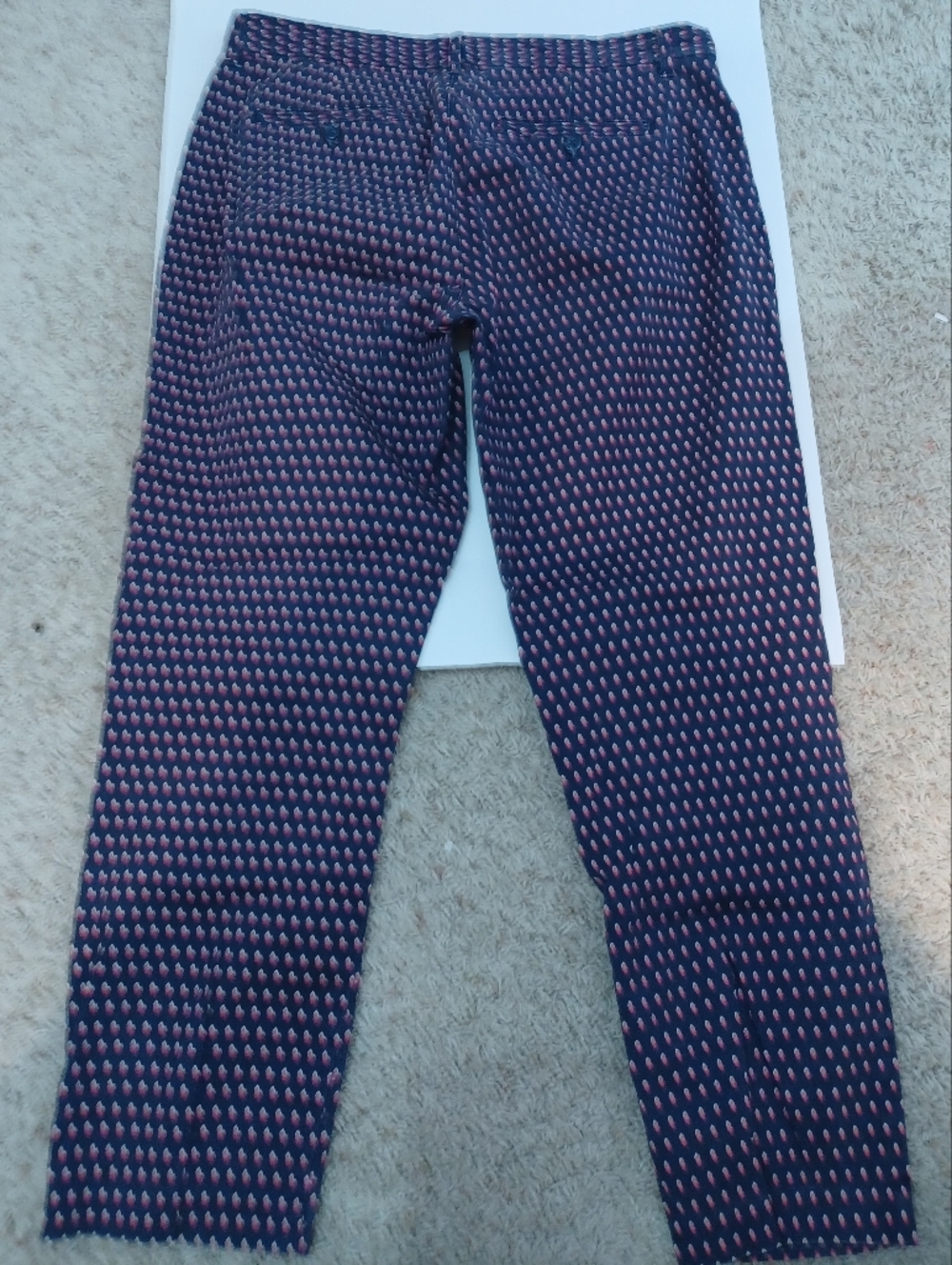 Patterned Navy Blue Pants With Pink Dots